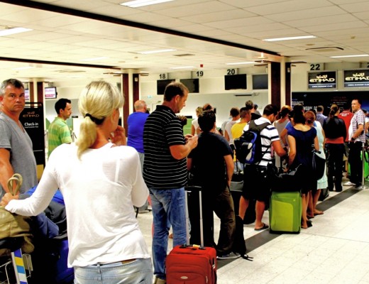 Passengers queue for check-in at Ibrahim Nasir International Airport